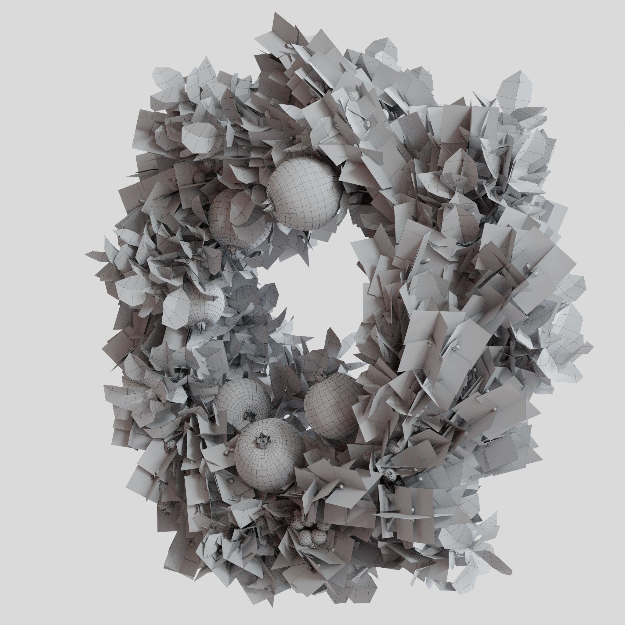 Christmas wreaths four types 3D model_32