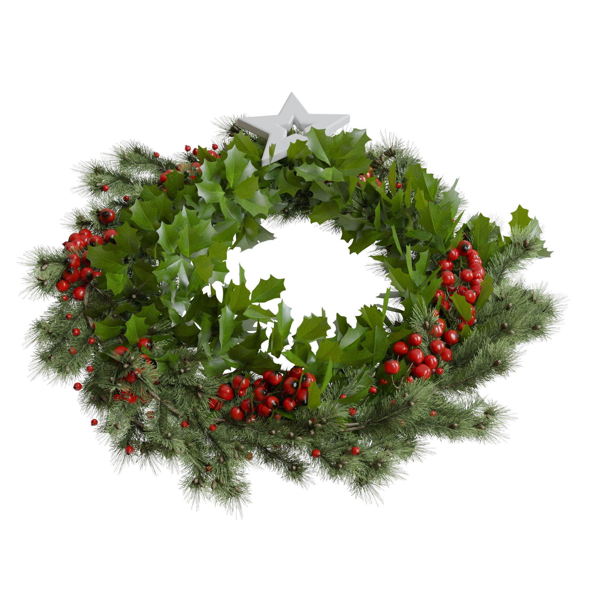 Christmas wreaths four types 3D model_54