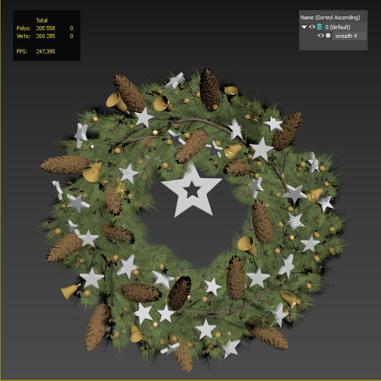 Christmas wreaths four types 3D model_11