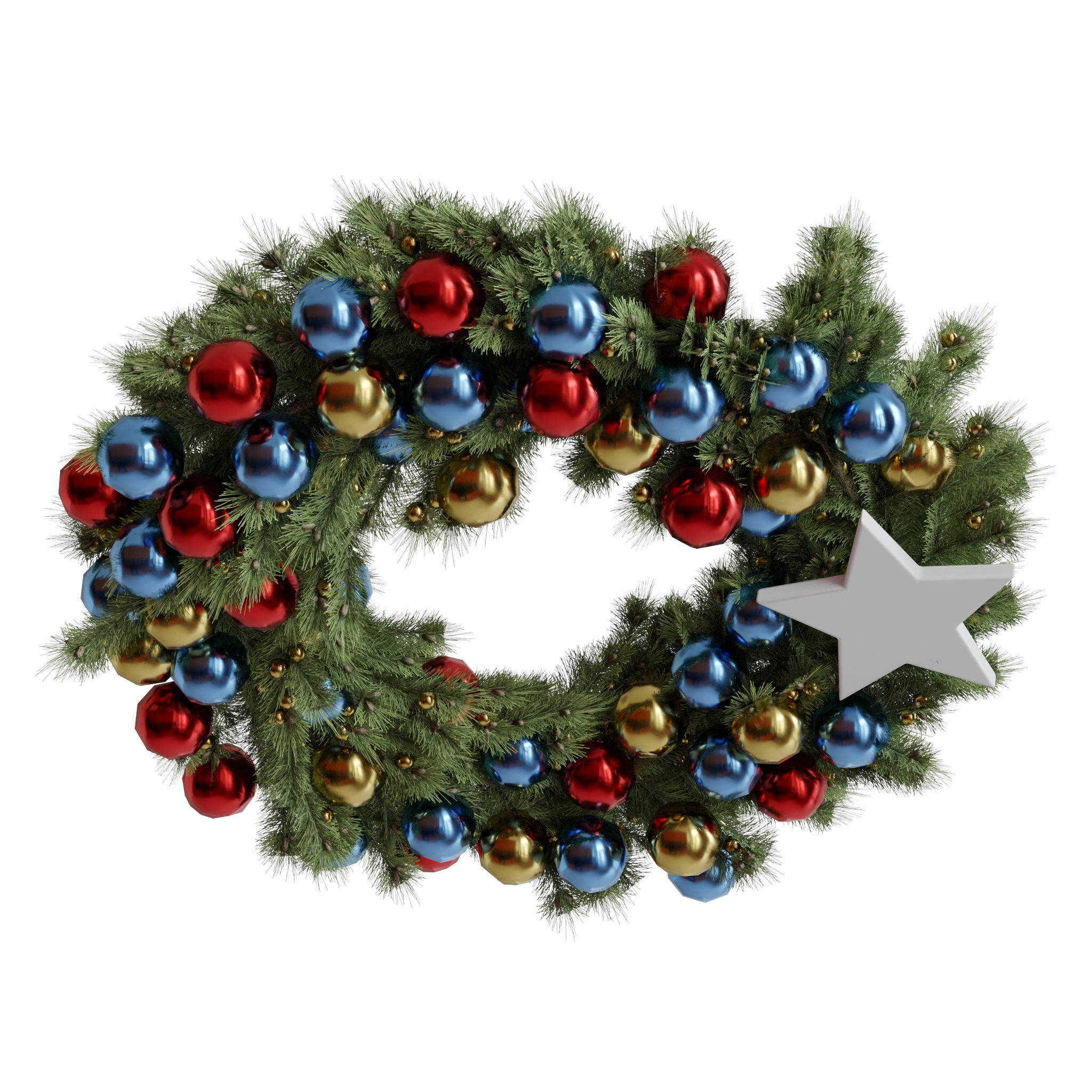 Christmas wreaths four types 3D model_48