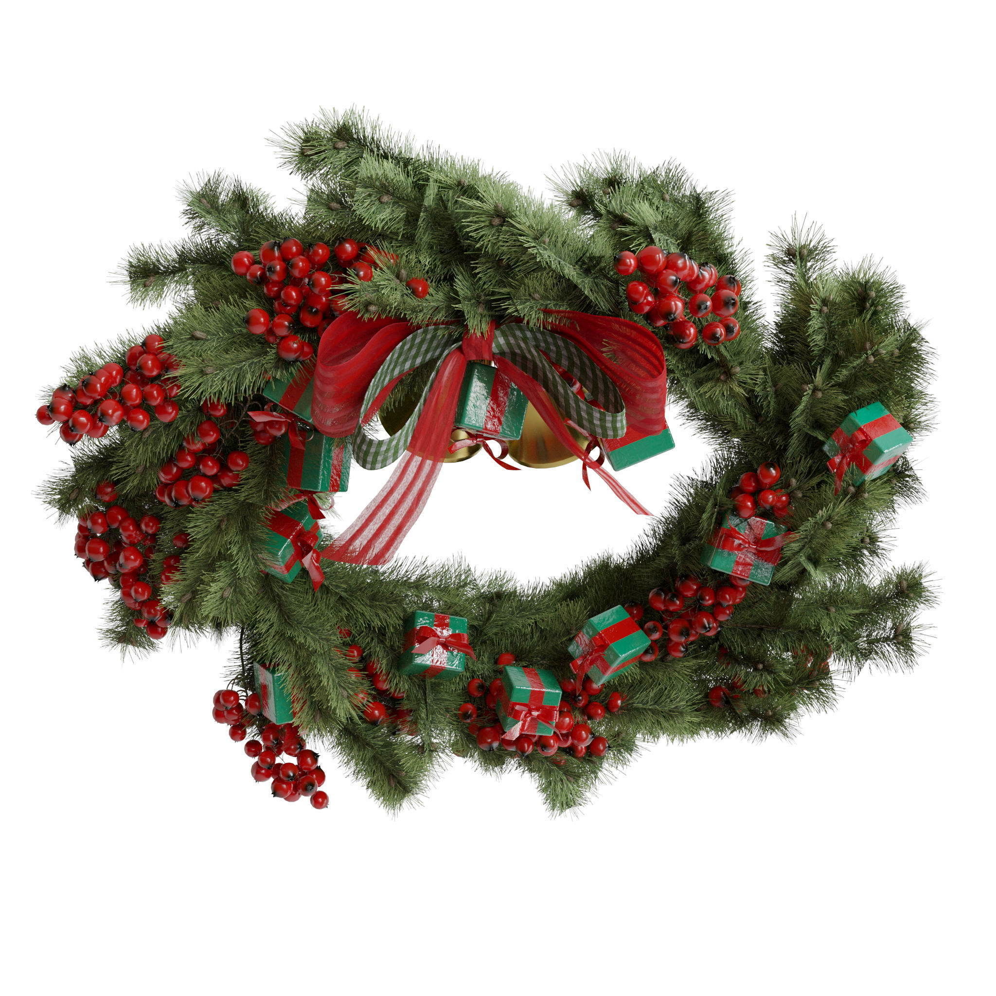 Christmas wreaths four types 3D model_20