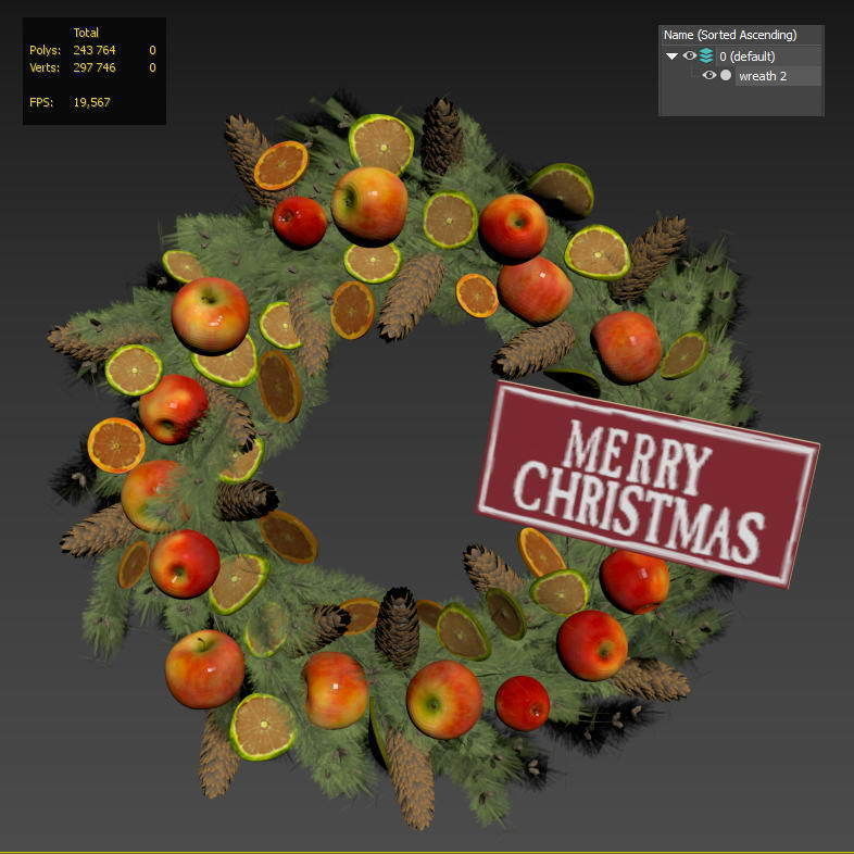 Christmas wreaths four types 3D model_9