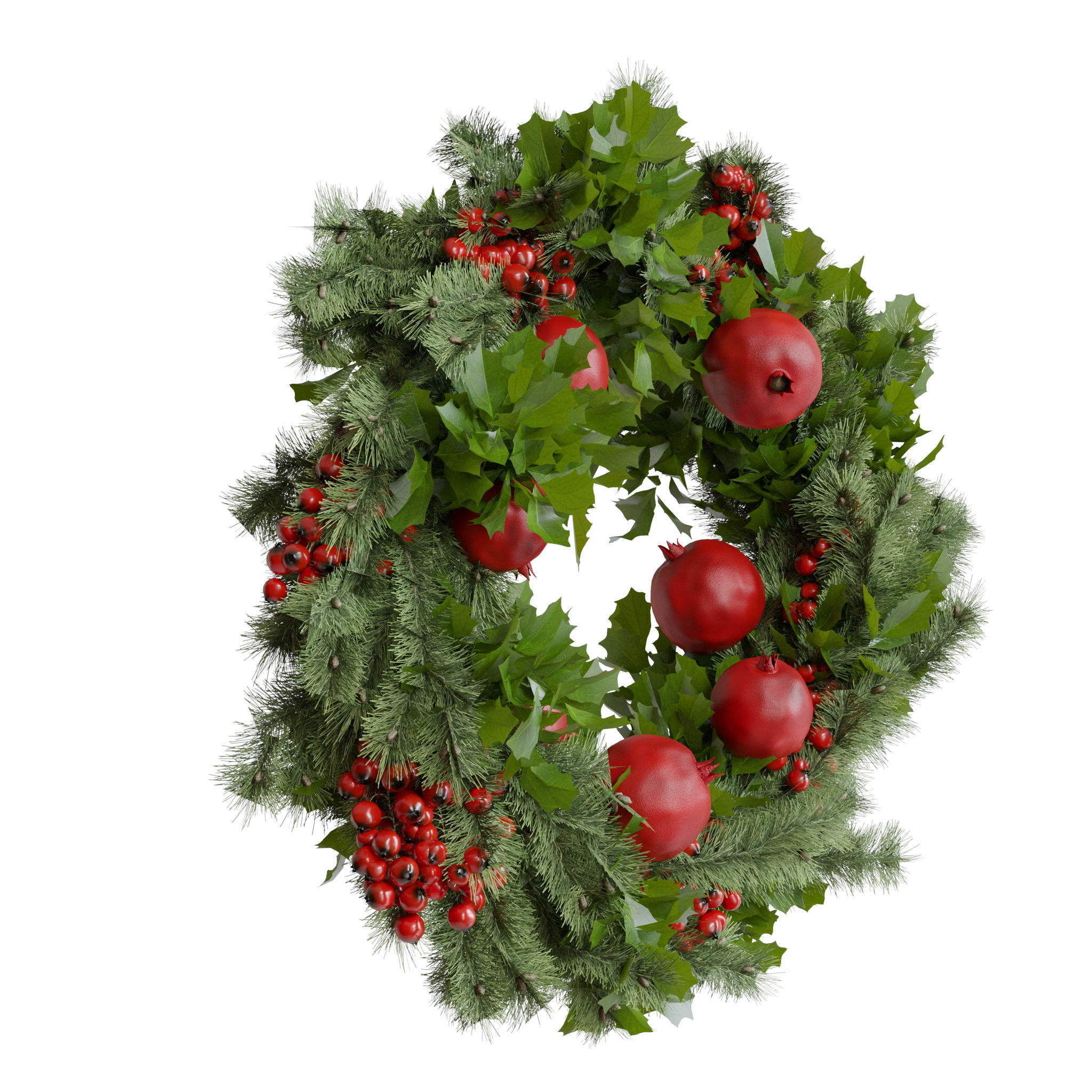 Christmas wreaths four types 3D model_29