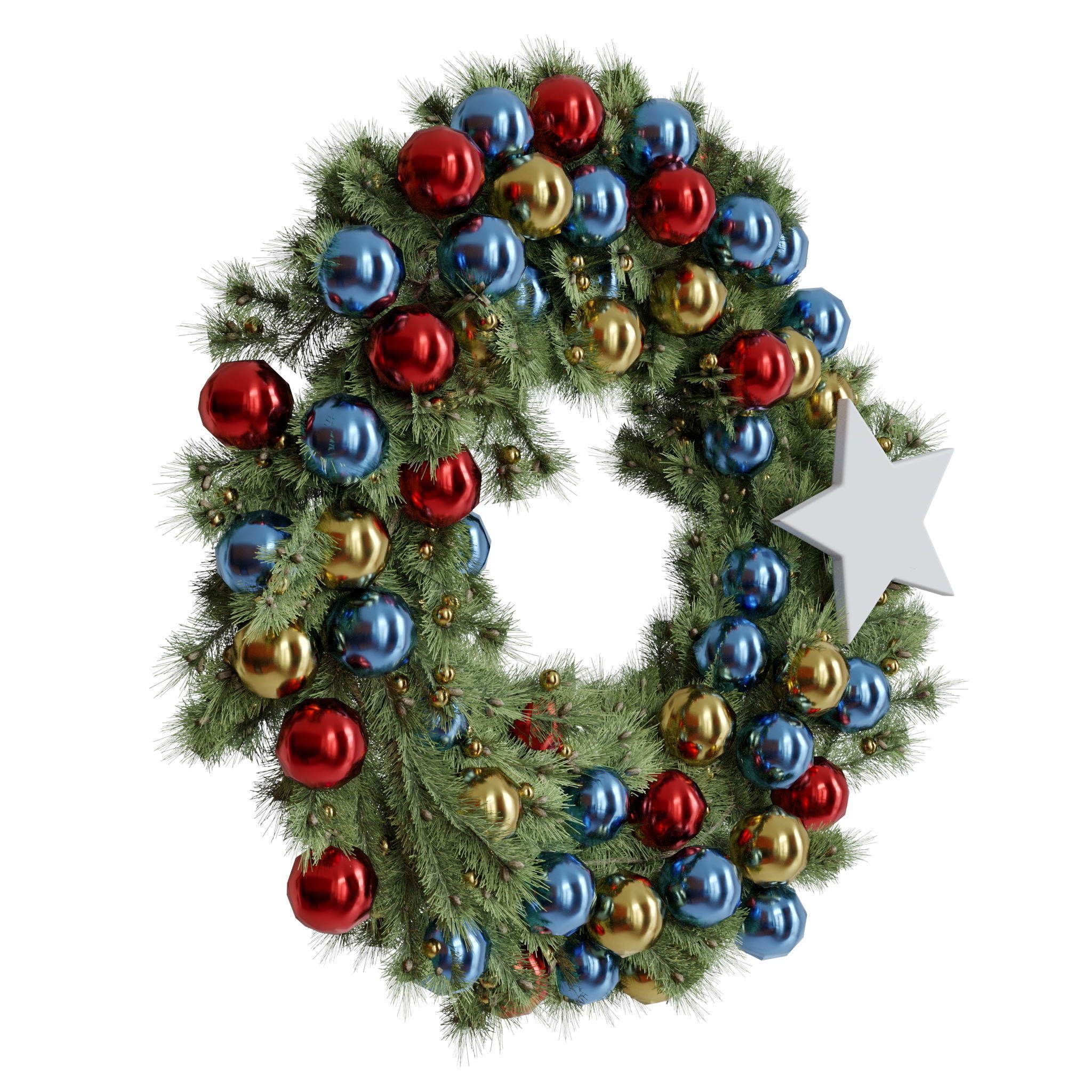 Christmas wreaths four types 3D model_43