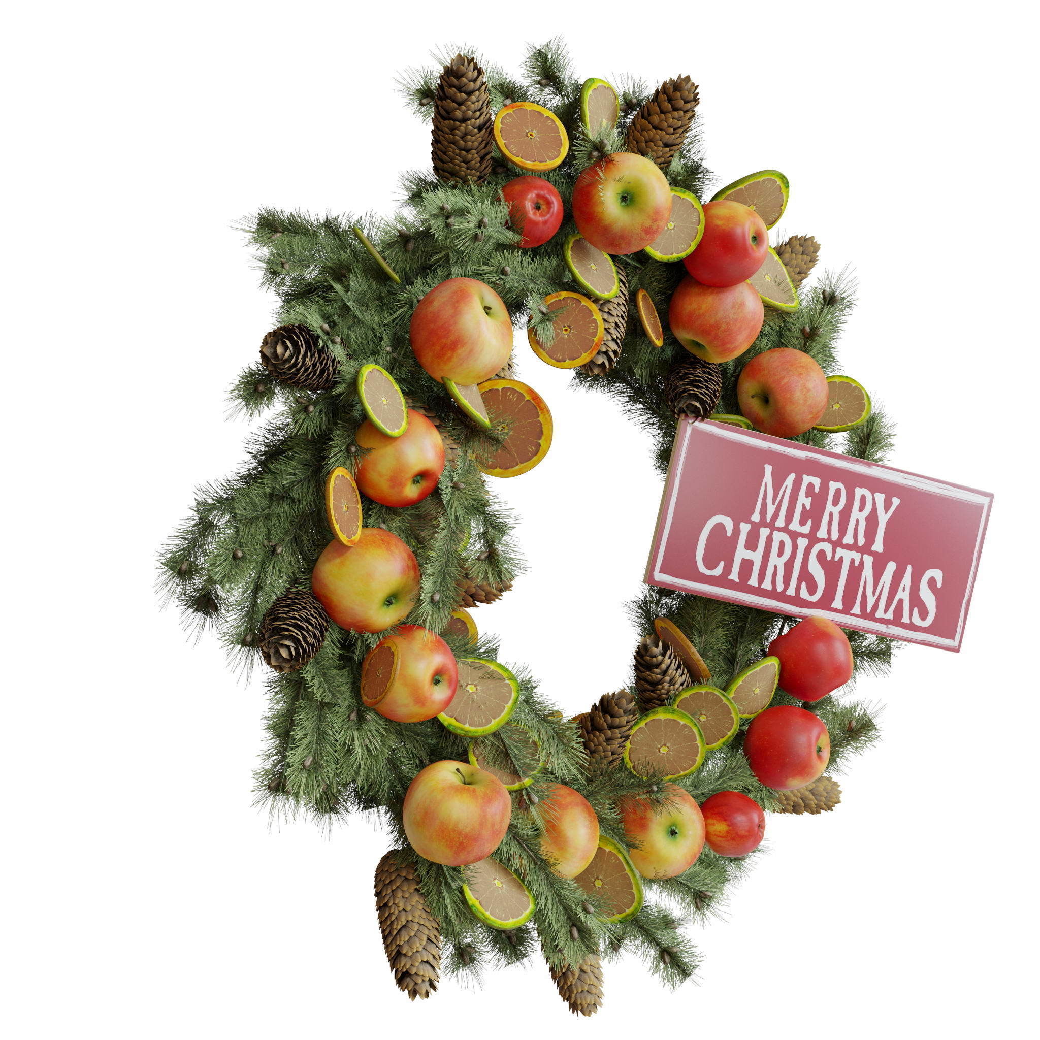 Christmas wreaths four types 3D model_22