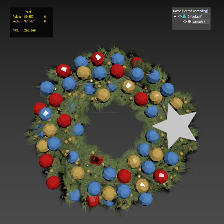 Christmas wreaths four types 3D model_12