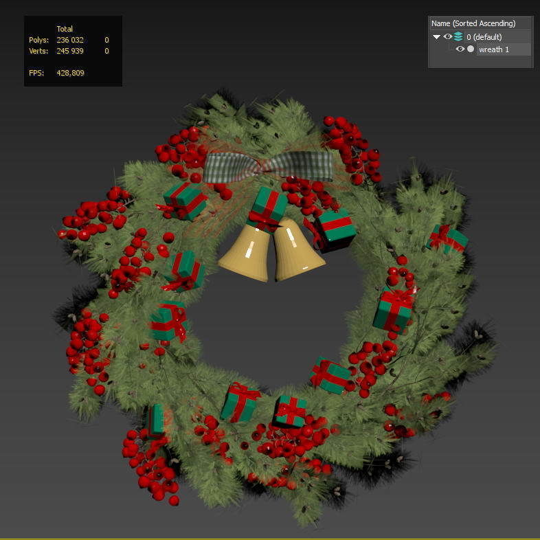 Christmas wreaths four types 3D model_8