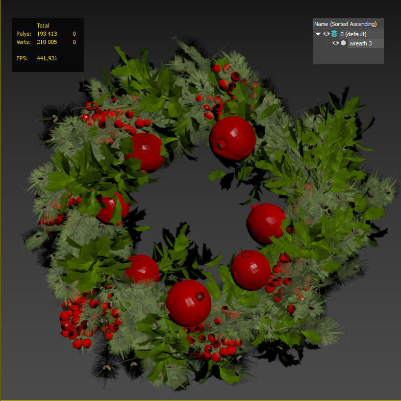 Christmas wreaths four types 3D model_10