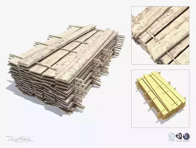 Wood Board Stock Low Poly