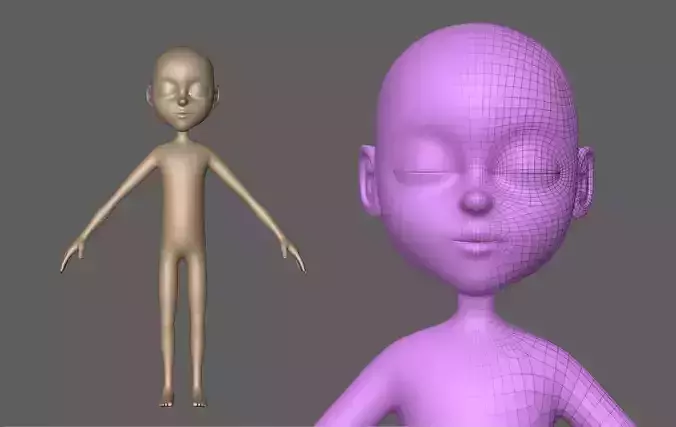 Child Cartoon Characters Base Mesh 