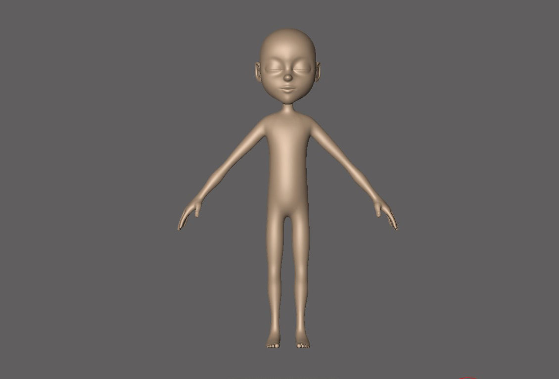 Child Cartoon Characters Base Mesh Low-poly 3D model_4