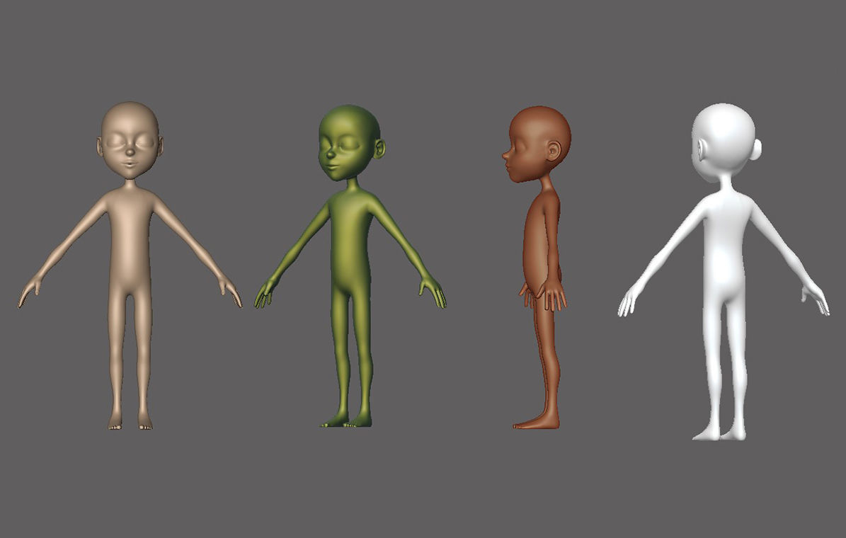 Child Cartoon Characters Base Mesh Low-poly 3D model_11