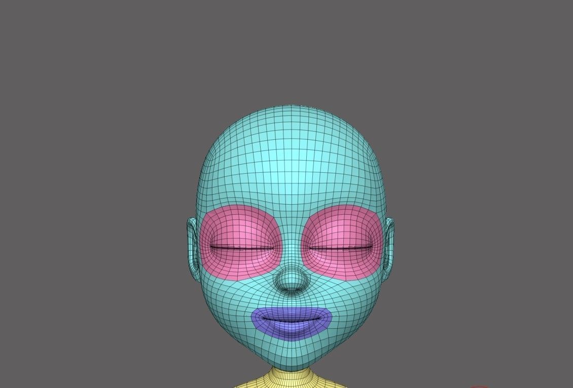 Child Cartoon Characters Base Mesh Low-poly 3D model_7