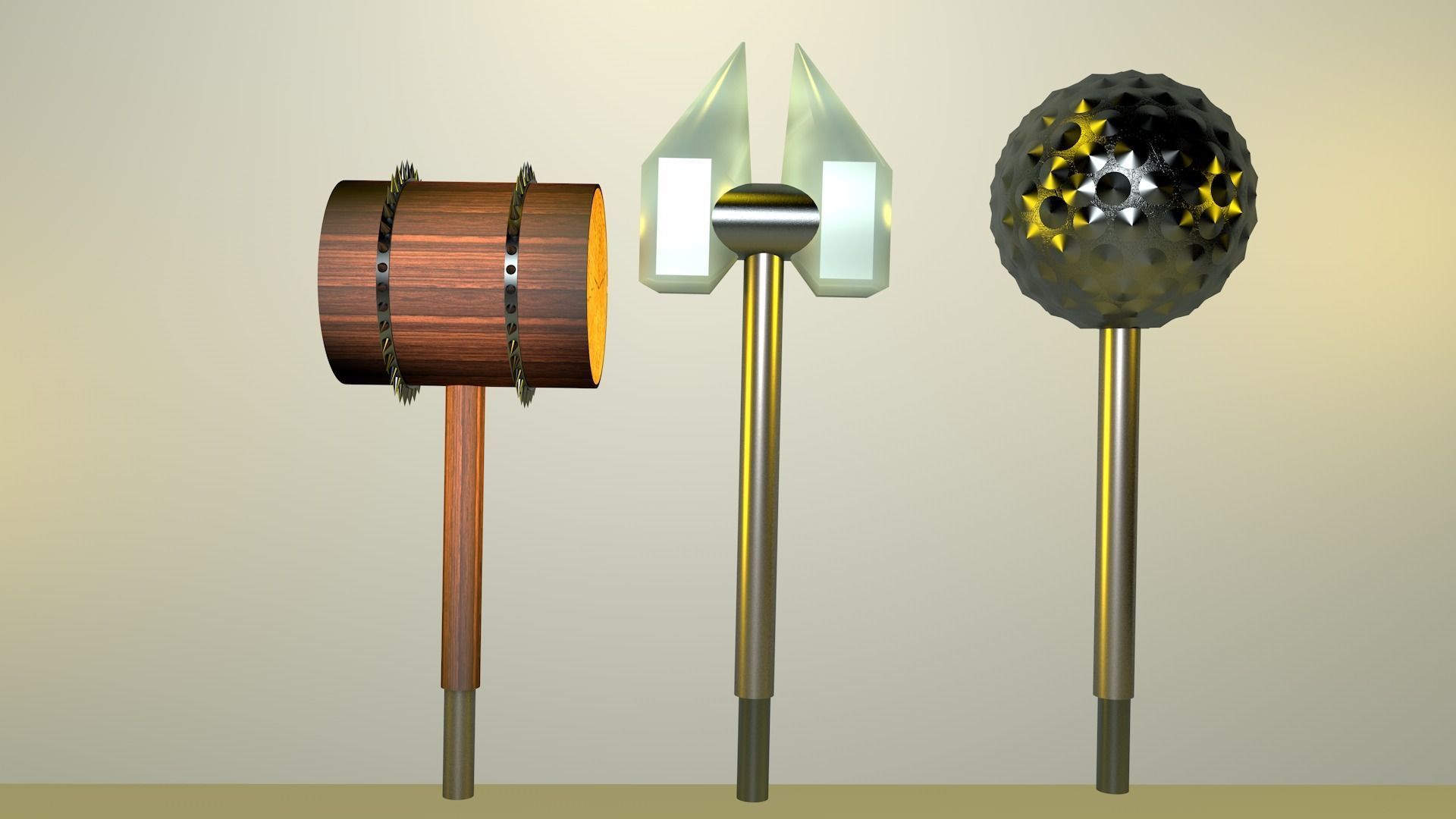 Cartoon Melee weapons 3D model_4