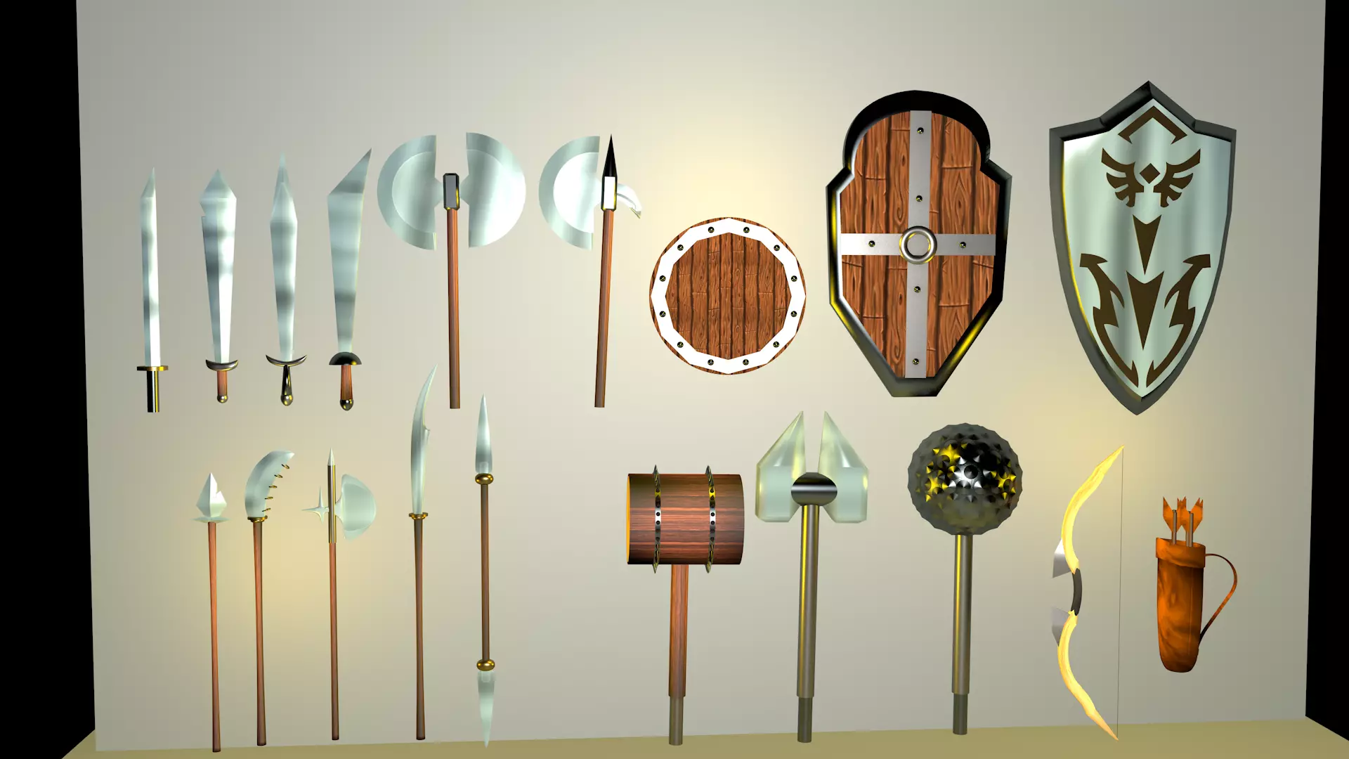 Cartoon Melee weapons 3D model_0