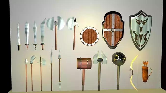 Cartoon Melee weapons 3D model