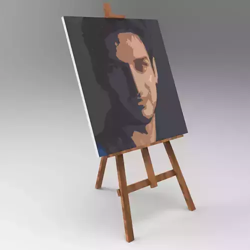 Simple basic wooden easel  Low-poly 3D model