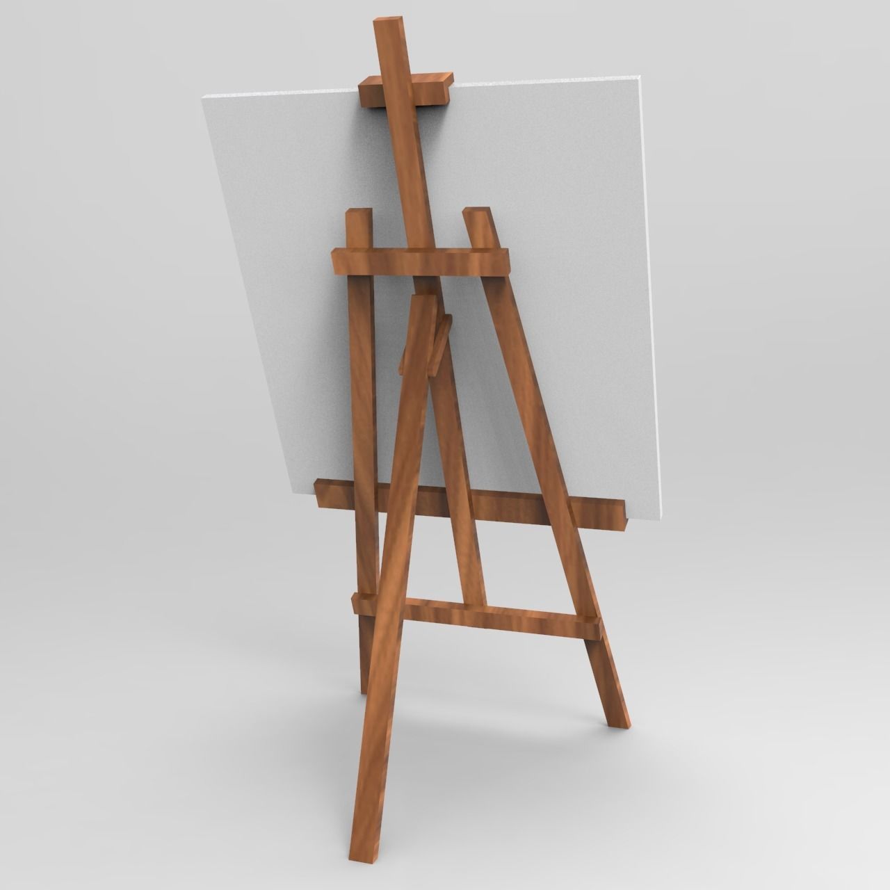 Simple basic wooden easel  Low-poly 3D model_2
