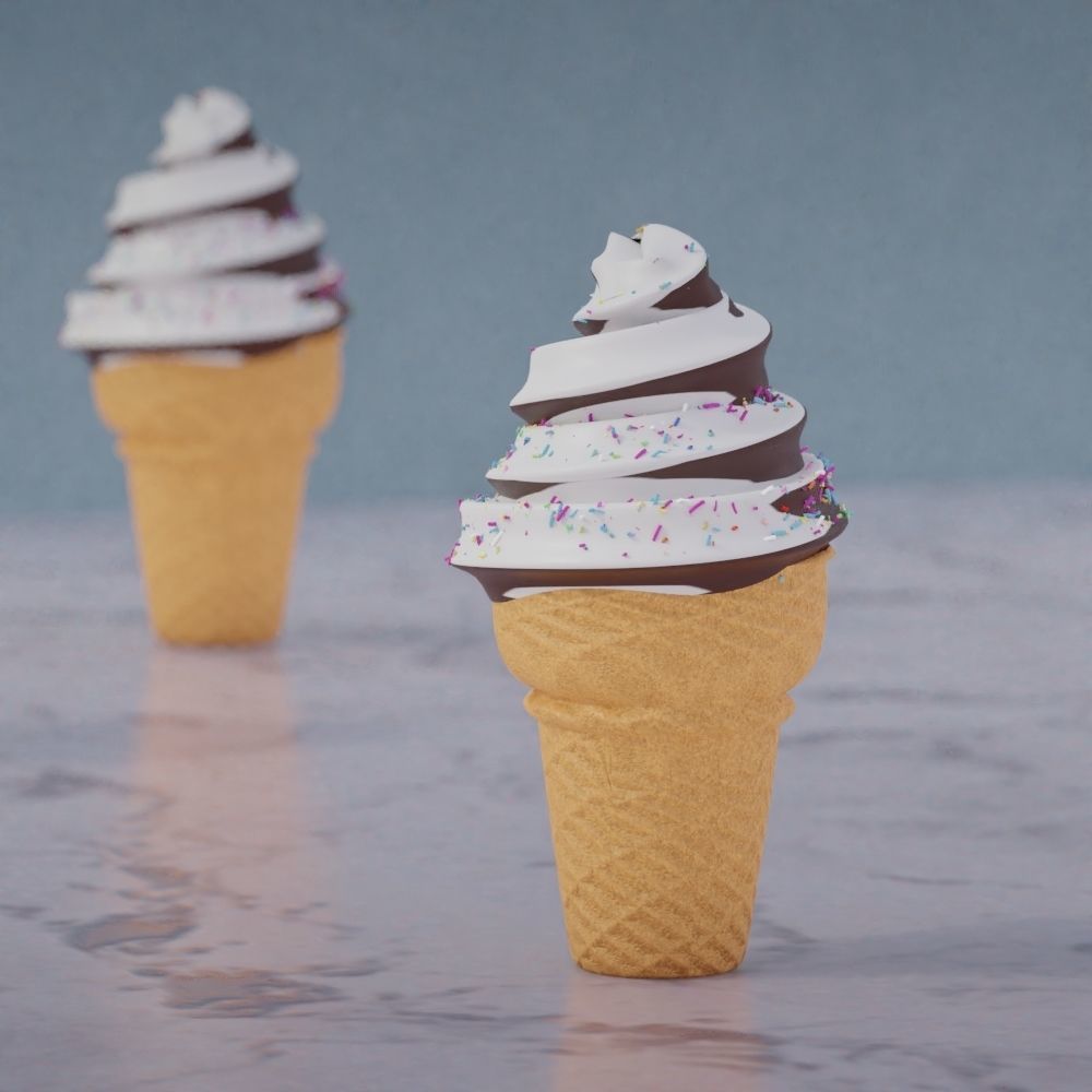 Choco Ice cream with nice isolation 3D model_1