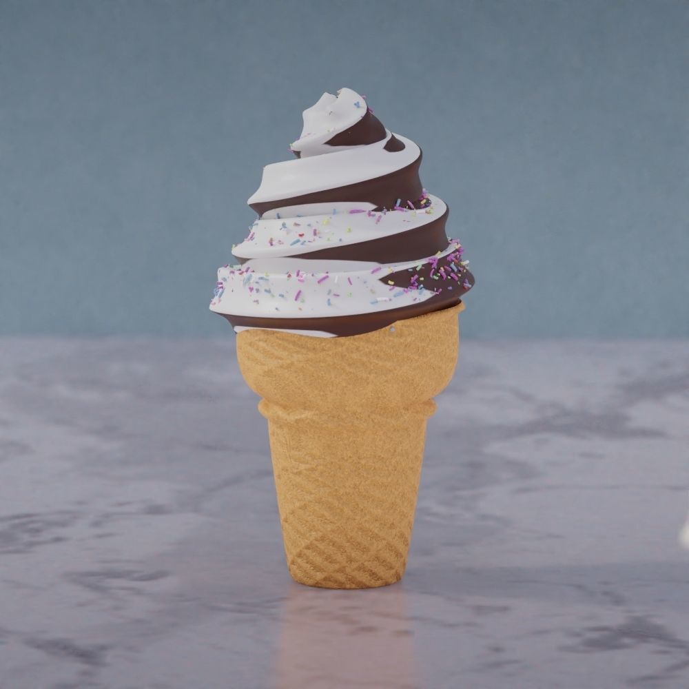 Choco Ice cream with nice isolation 3D model_3