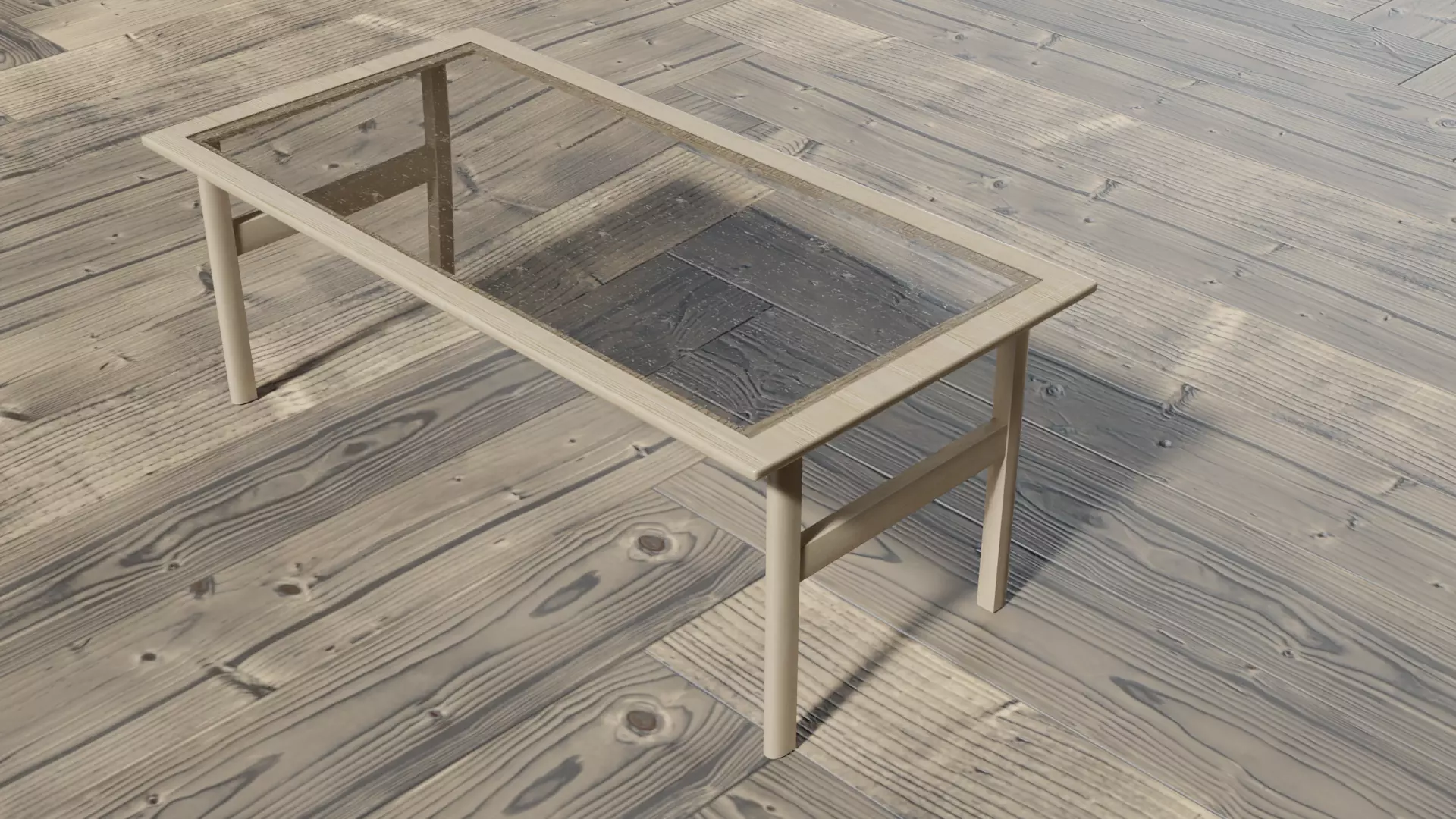 Glass-Topped Coffee Table 3D model_0