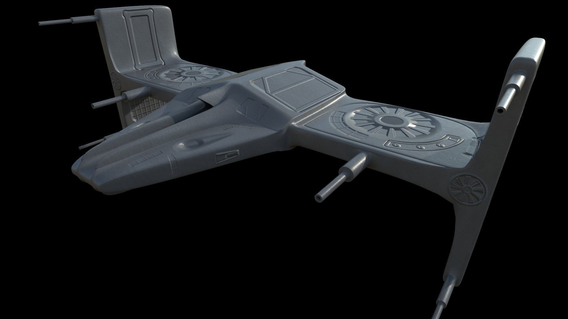 Spaceship 3D model Low-poly star wars tie fighter Low-poly 3D model_8