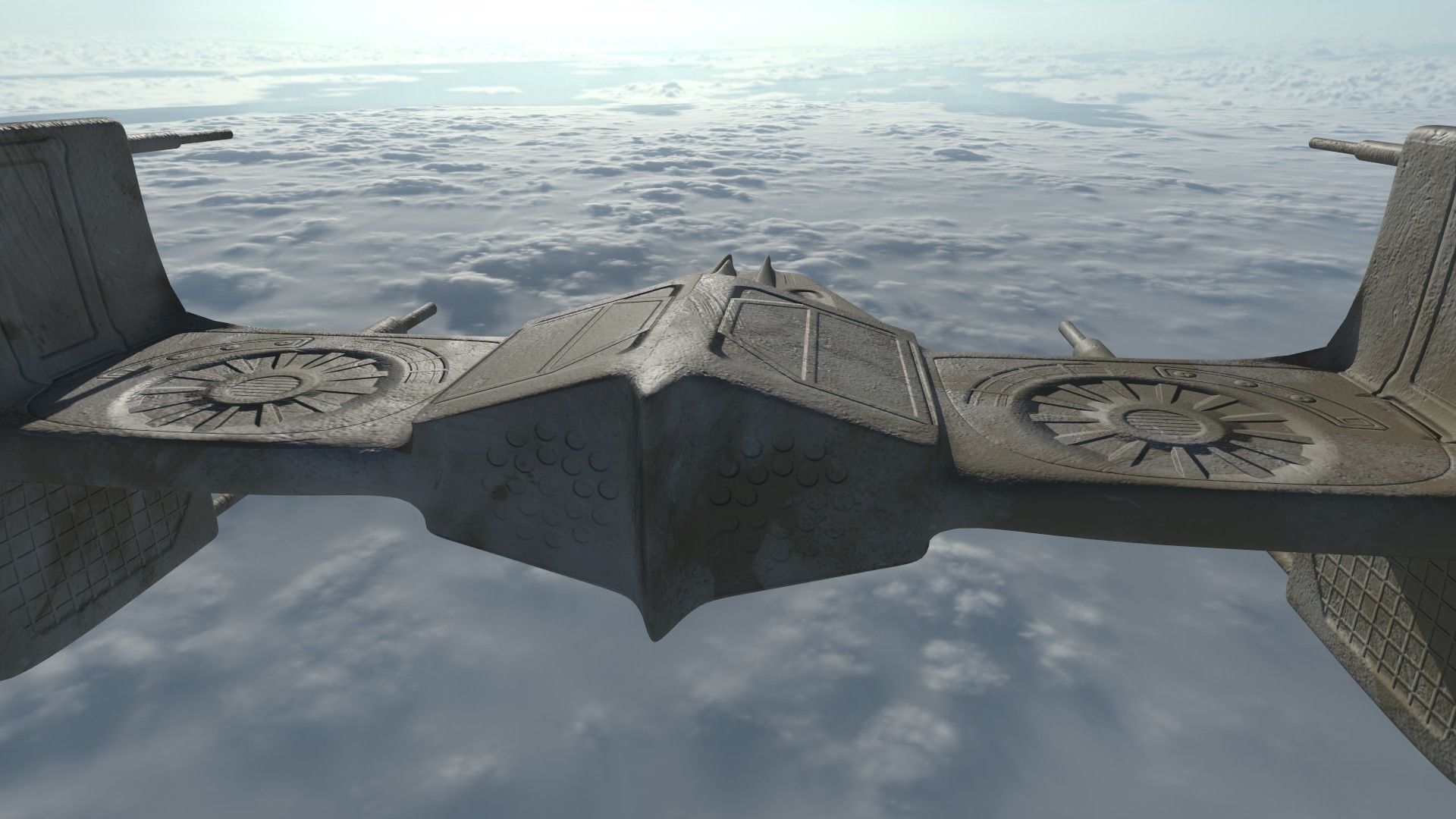 Spaceship 3D model Low-poly star wars tie fighter Low-poly 3D model_5