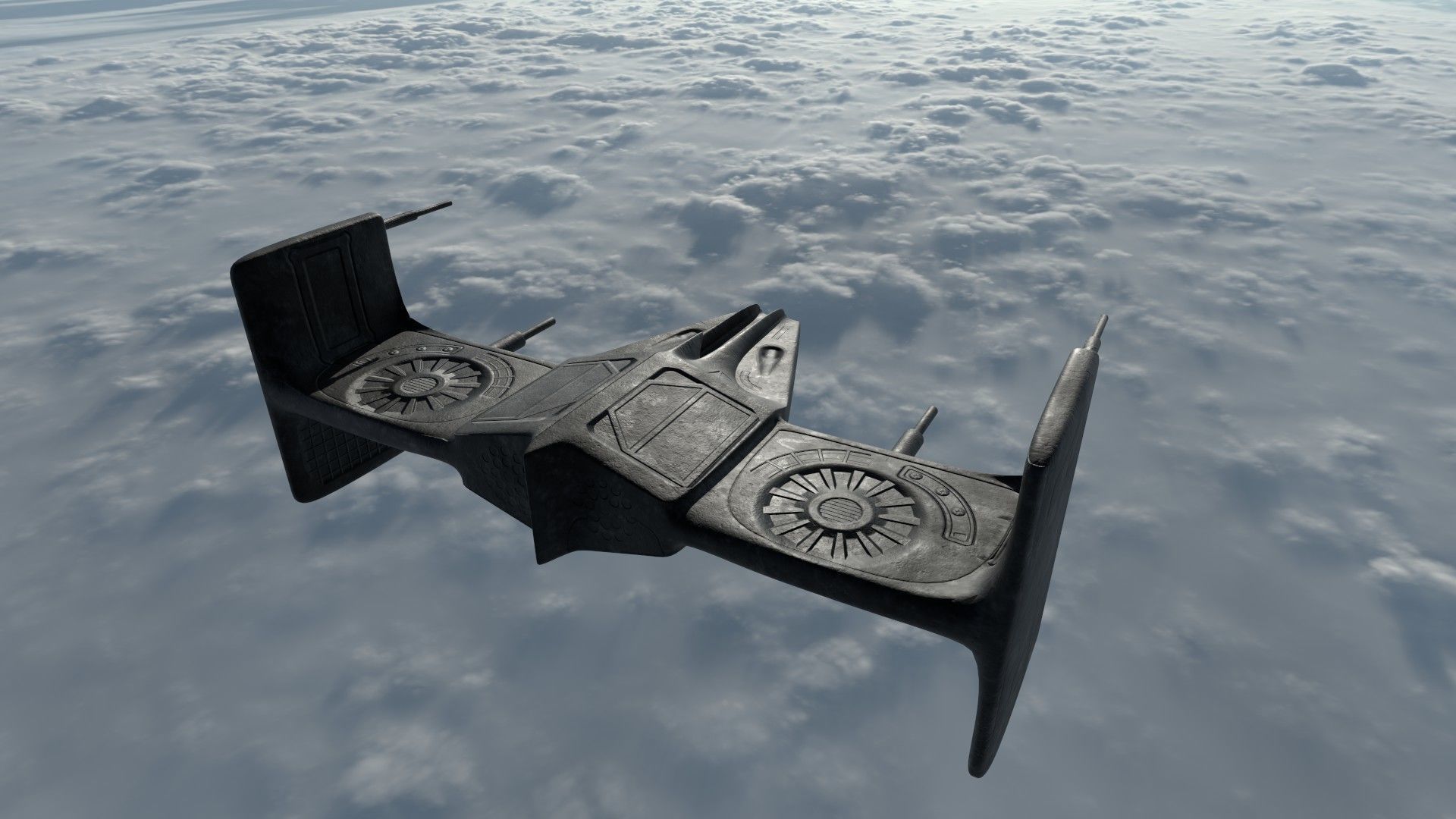 Spaceship 3D model Low-poly star wars tie fighter Low-poly 3D model_1