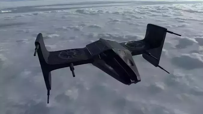 Spaceship 3D model Low-poly star wars tie fighter Low-poly 3D model