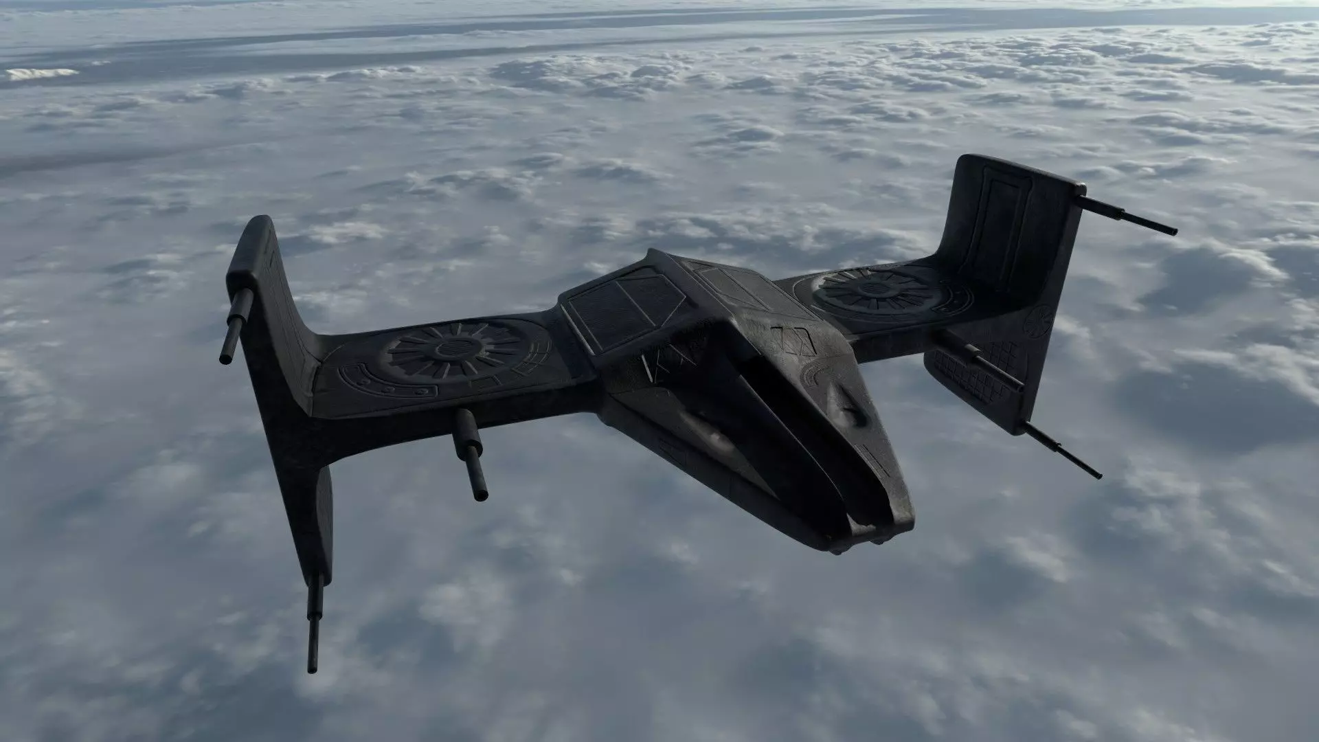 Spaceship 3D model Low-poly star wars tie fighter Low-poly 3D model_0