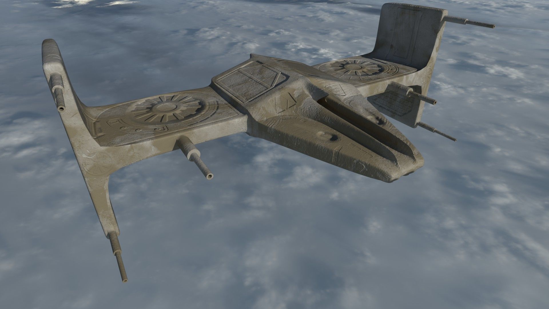 Spaceship 3D model Low-poly star wars tie fighter Low-poly 3D model_6