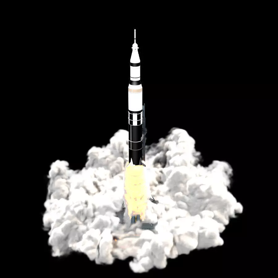 Rocket Launch Animated 3D model_0