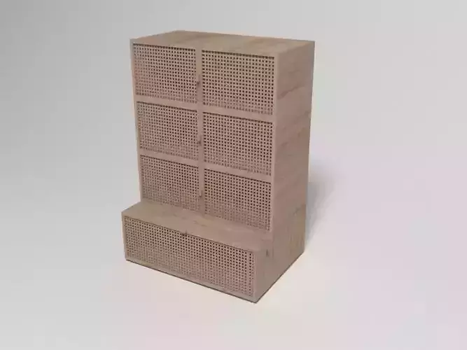 Wooden Wicker Cabinet