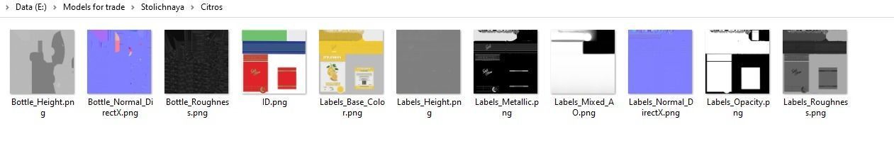 Stolichnaya Bottle 3D bottle Original Lime Strasberi Citros Low-poly 3D model_11