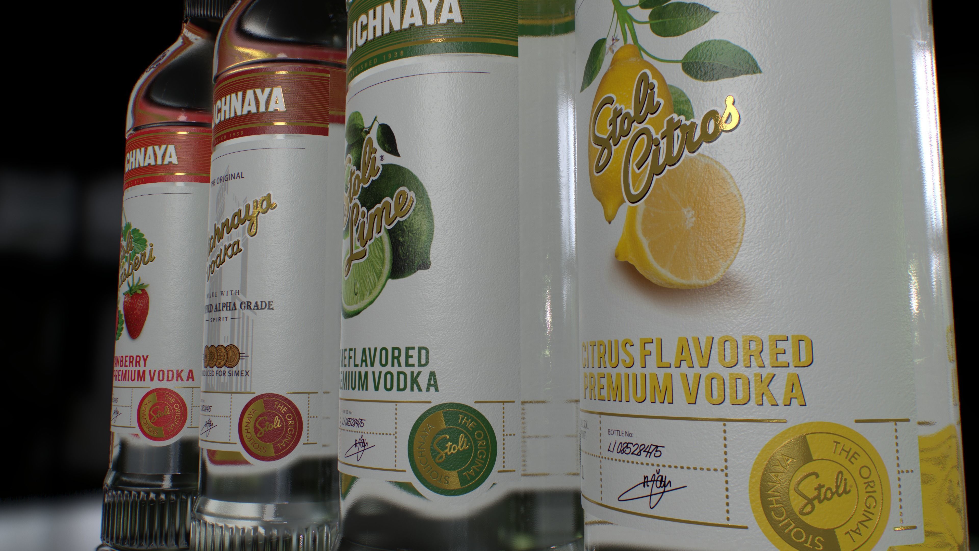 Stolichnaya Bottle 3D bottle Original Lime Strasberi Citros Low-poly 3D model_3