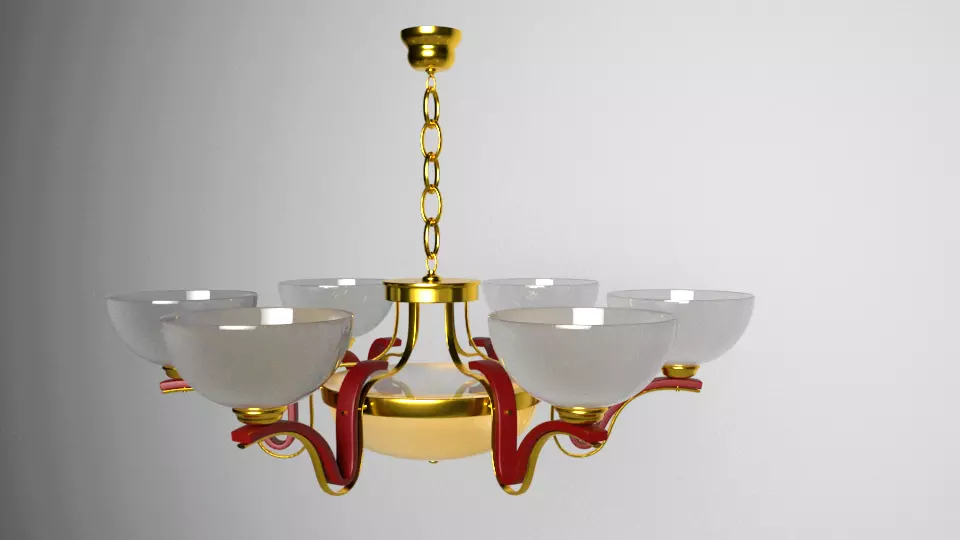 Chandelier with four glass cups Free 3D model