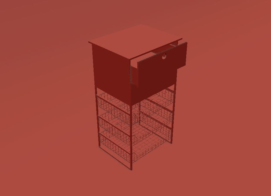 Cabinet with metal drawer Low-poly 3D model_7