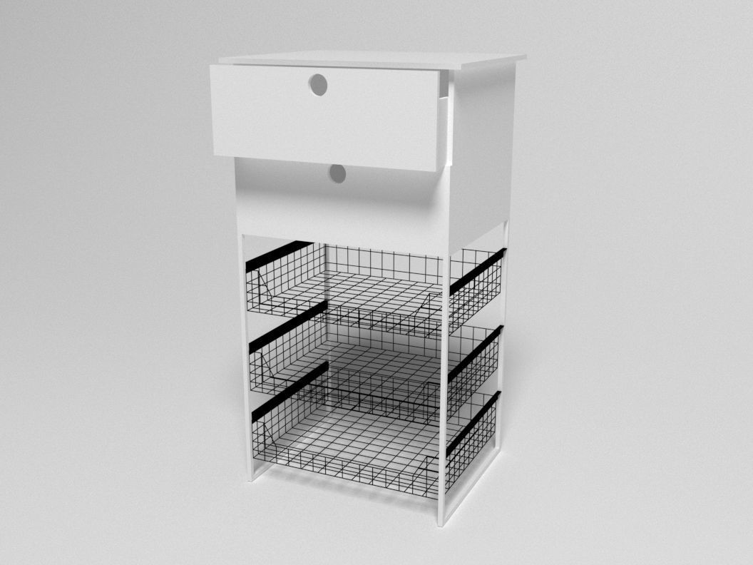 Cabinet with metal drawer Low-poly 3D model_1