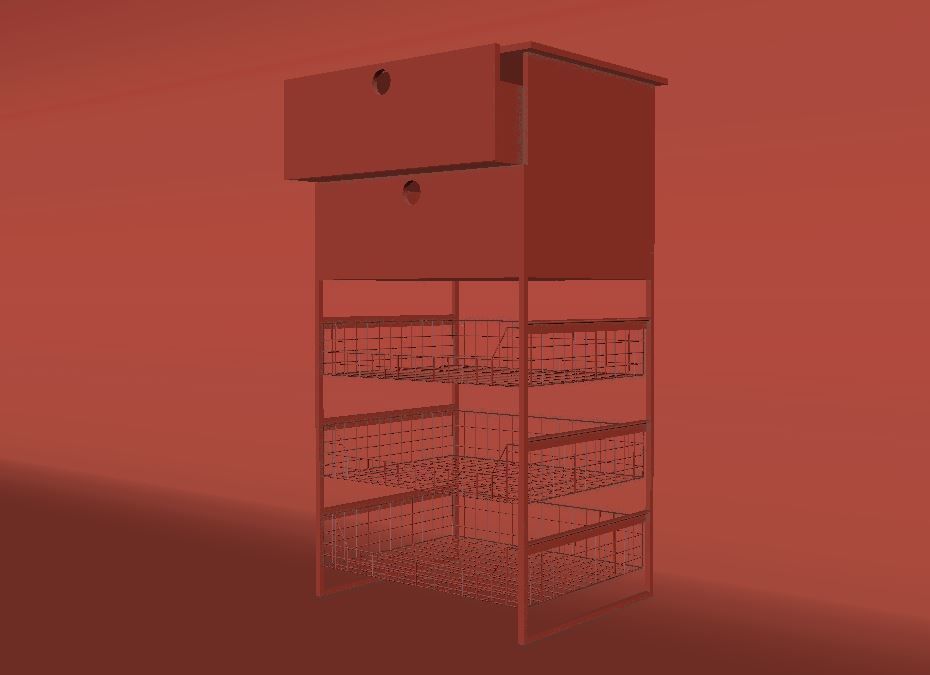 Cabinet with metal drawer Low-poly 3D model_6