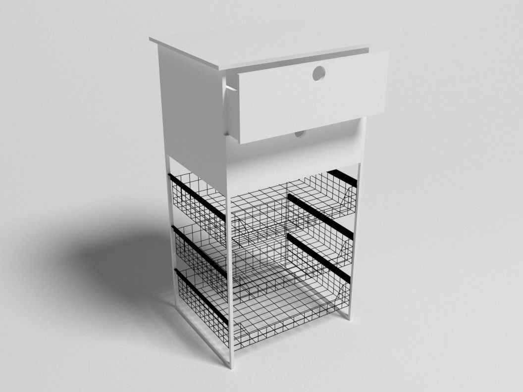 Cabinet with metal drawer Low-poly 3D model_2