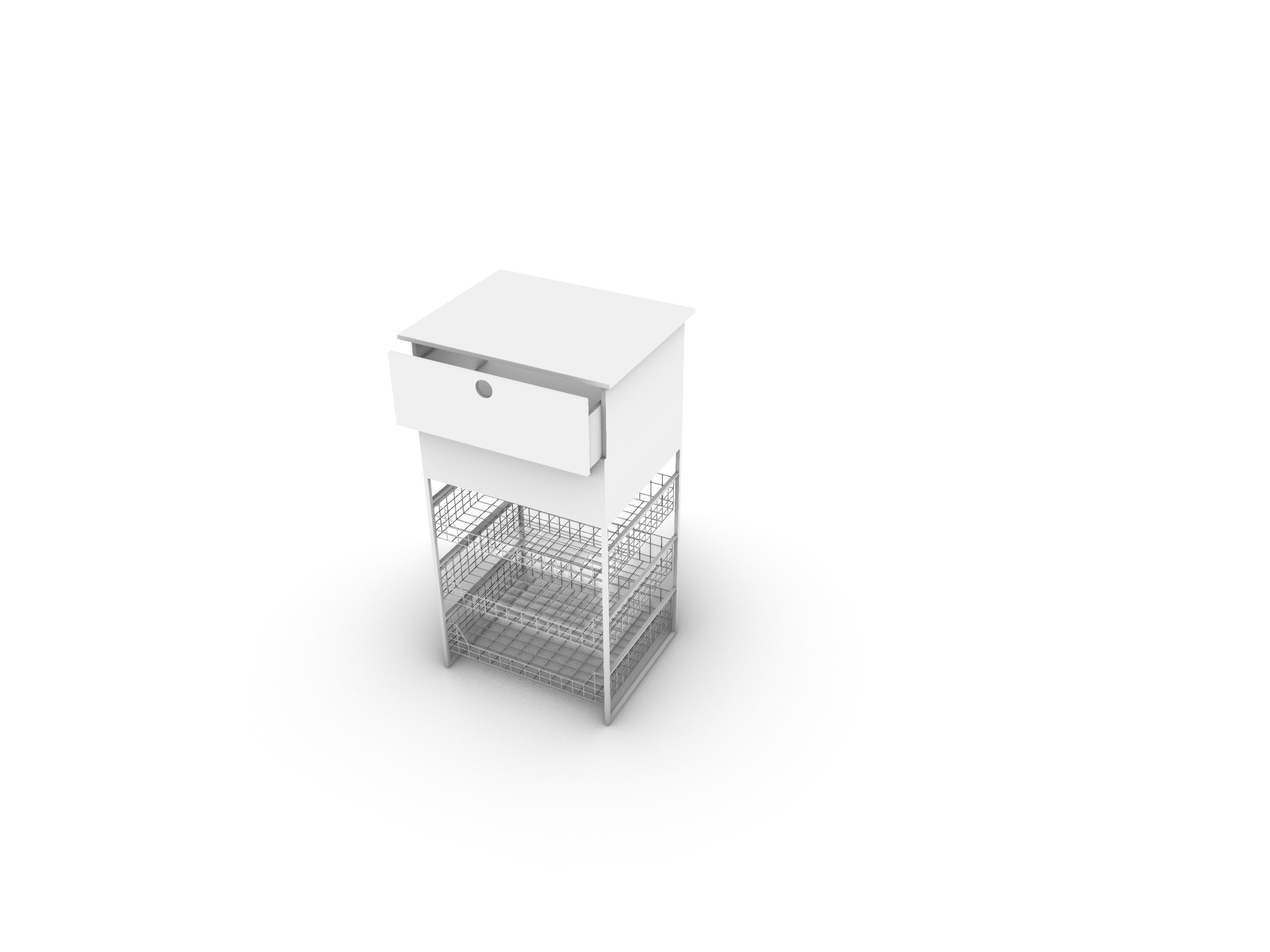 Cabinet with metal drawer Low-poly 3D model_5