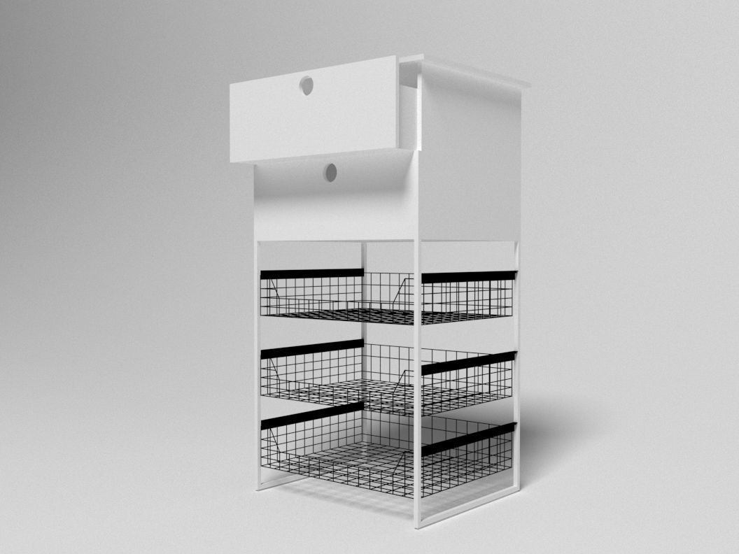 Cabinet with metal drawer Low-poly 3D model_4