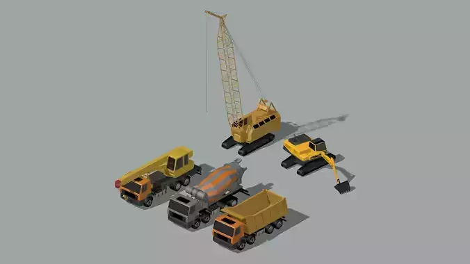 set of construction equipment