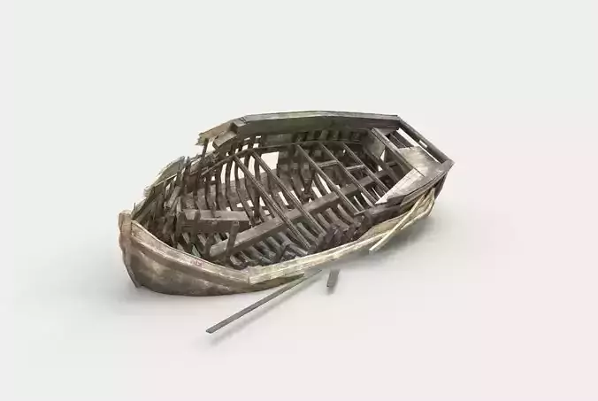 Abandoned Boat Wreck  Low-poly 3D model