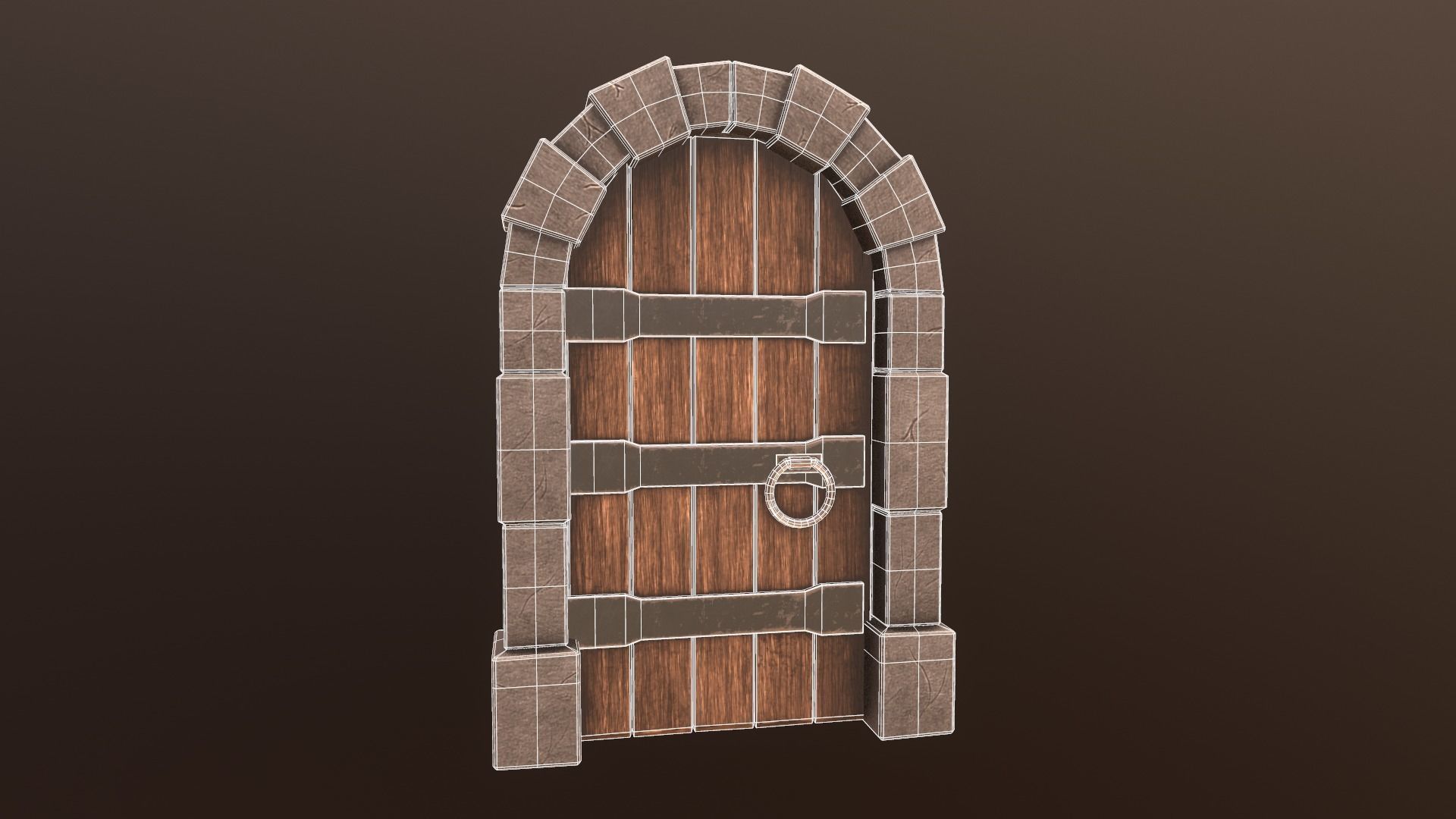 Wooden Door Low-poly 3D model_2