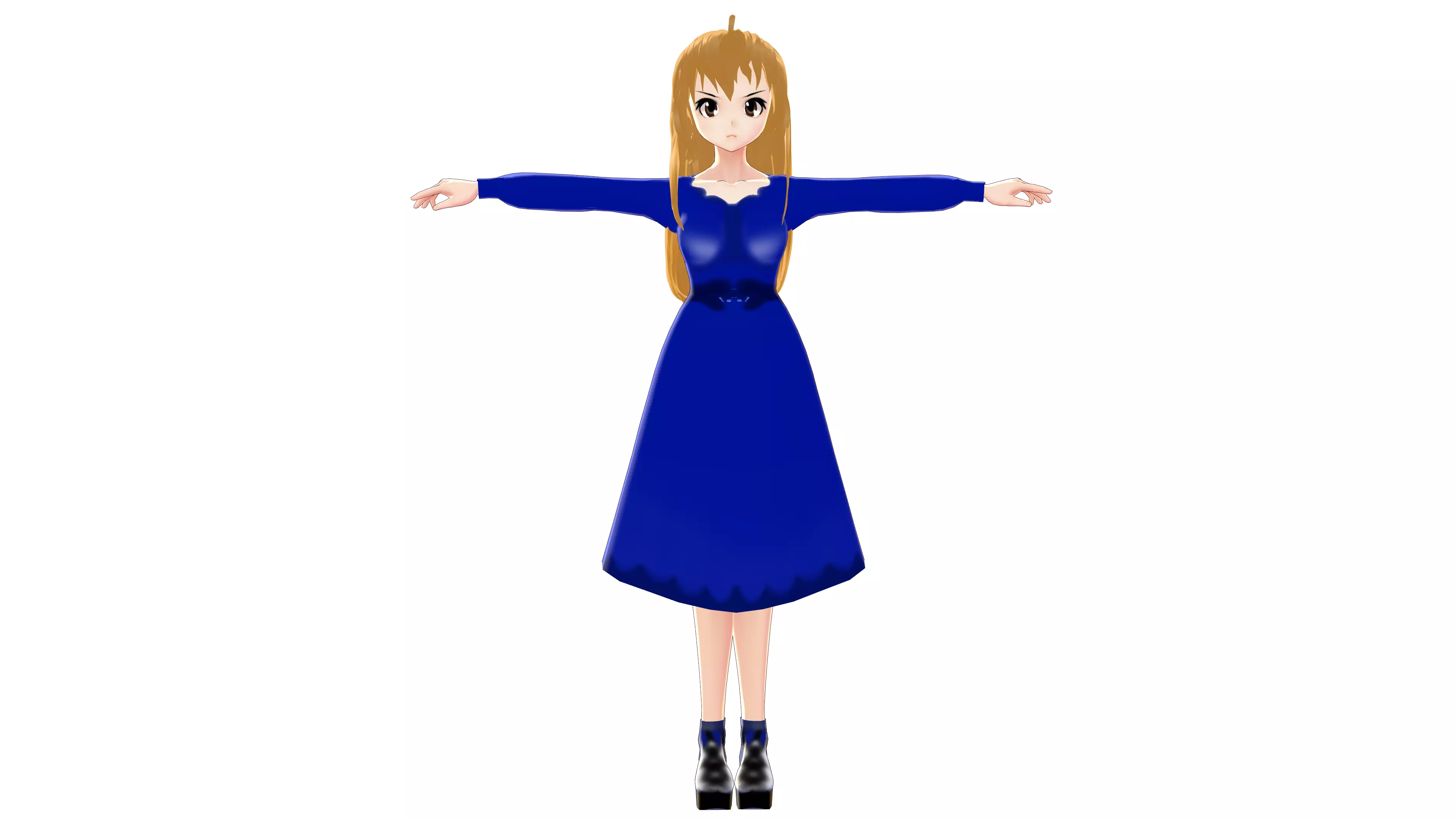 ANIME CHARACTER GIRL ANGRY EMOTION T-POSE SHAPE KEYS Low-poly 3D model