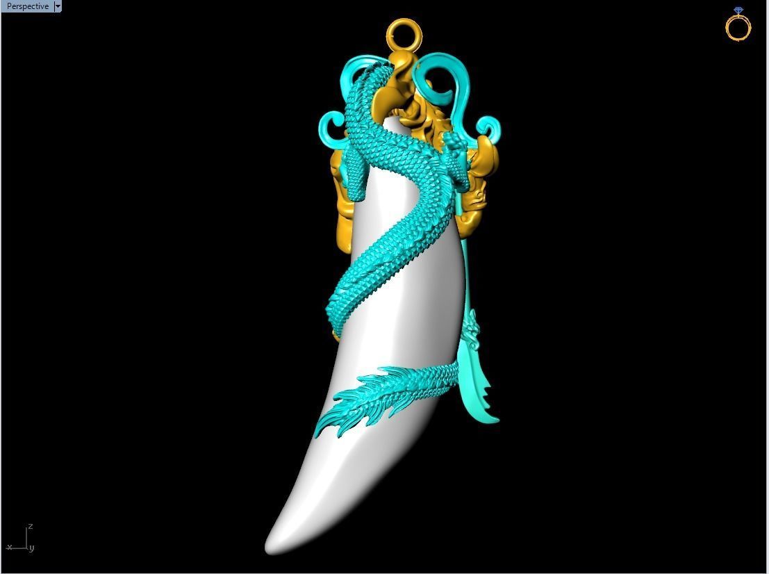 Guan Yu pendant - Dragon pendant - Tiger nails - Tiger fang 3D print model_2