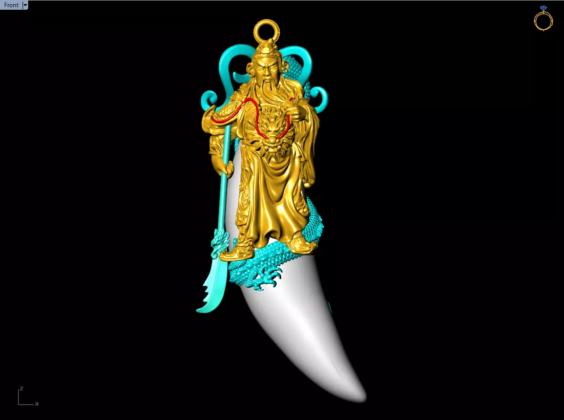 Guan Yu pendant - Dragon pendant - Tiger nails - Tiger fang 3D print model_0