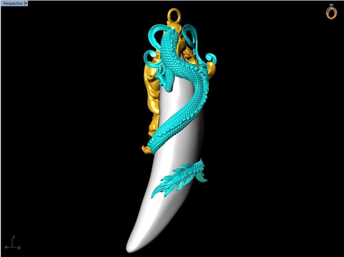 Guan Yu pendant - Dragon pendant - Tiger nails - Tiger fang 3D print model_11