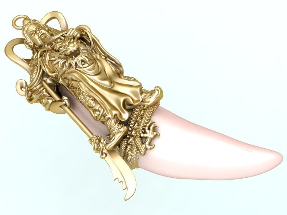 Guan Yu pendant - Dragon pendant - Tiger nails - Tiger fang 3D print model_4